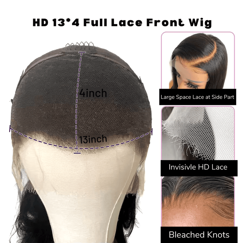 CHARLIE - Peruca curta frontal HD Lace real, corte reto, cabelo humano 13x4, Pre Plucked, sem cola