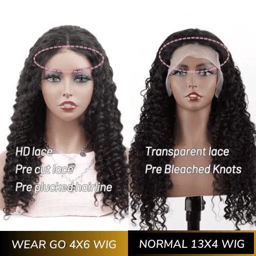 Shantel - Peruca Brasileira Humana Deep Wave, pré-descolorida, 13x4, Lace, 6x4, HD, sem cola, Pre Plucked, Pronta para usar