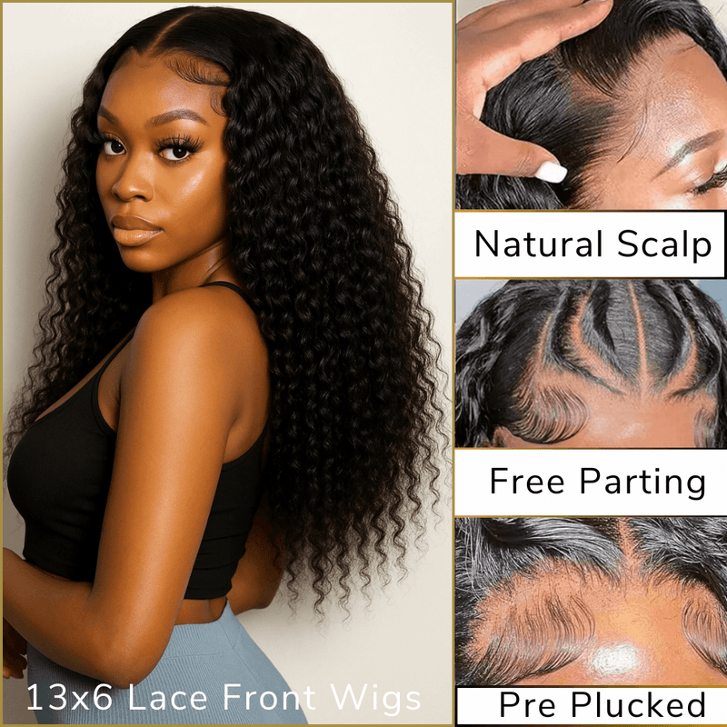 KAYLA
Perucas de Lace frontal HD 13x6 com ondas d'água, Pre Plucked, cabelo humano, Melt Skins, cabelo brasileiro cacheado