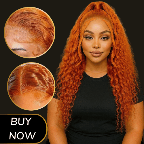 MAYA
Peruca de renda frontal ruiva laranja, cabelo humano, Deep Wave