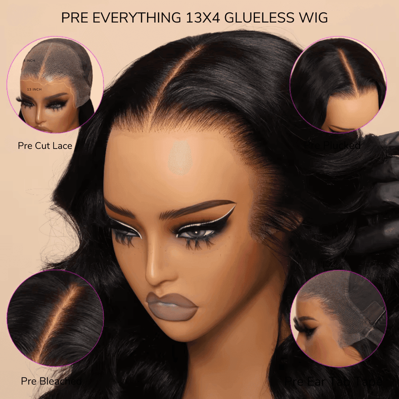 TAYLOR - Peruca Body Wave, 250% de densidade, 13x4, cabelo humano, Lace Frontal, pré-depilada, pré-descolorida, pré-cortada, sem cola, para usar e usar