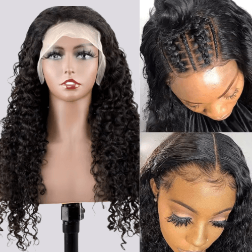 Shantel - Peruca Brasileira Humana Deep Wave, pré-descolorida, 13x4, Lace, 6x4, HD, sem cola, Pre Plucked, Pronta para usar