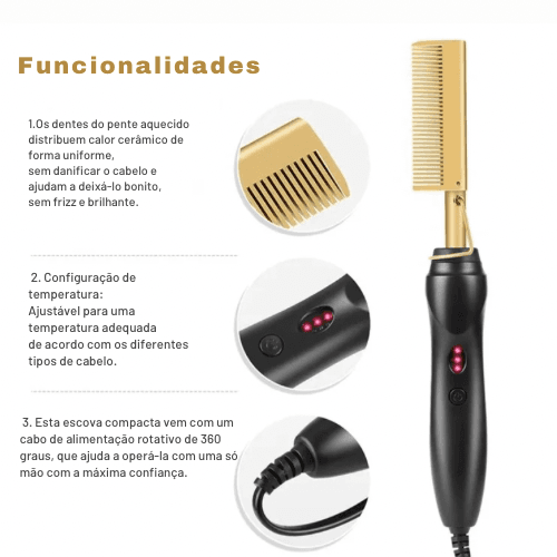 Pente elétrico de aquecimento quente 2 em 1, alisador e modelador de cabelo