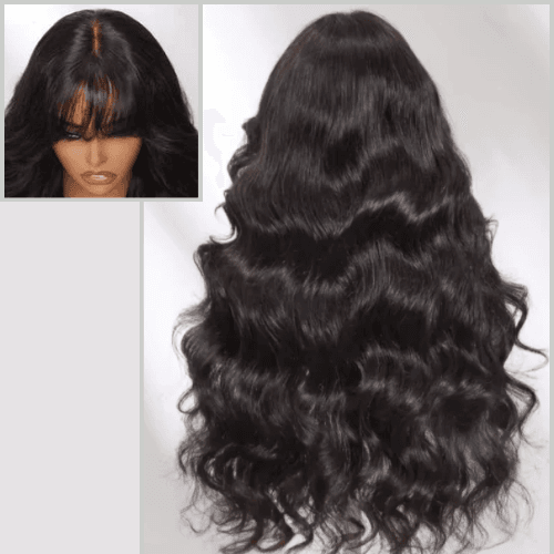 NAMIKO - Peruca de Cabelo Humano pré-cortada, pré-descolorida, 7x5, com ondas soltas e franja, sem cola, Pre Plucked, com Lace frontal