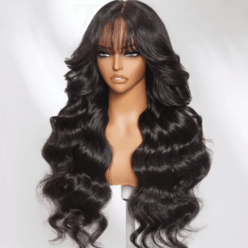 NAMIKO - Peruca de Cabelo Humano pré-cortada, pré-descolorida, 7x5, com ondas soltas e franja, sem cola, Pre Plucked, com Lace frontal