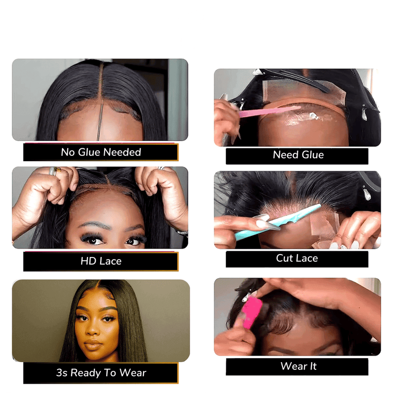 ZOË - Use e vá peruca frontal de renda com ondas corporais pré-descoloridas, nós 6x9 M, peruca de renda sem cola, cabelo humano pré-cortado e pré-arrancado