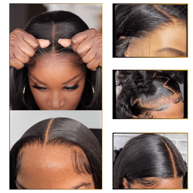 AMBER - Peruca preta sem cola 5x5 HD Lace Closure Perucas de cabelo humano Pre Plucked, lisas e prontas para usar