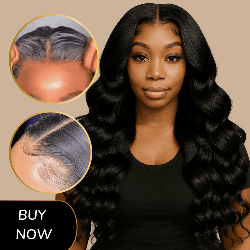 ZOË - Use e vá peruca frontal de renda com ondas corporais pré-descoloridas, nós 6x9 M, peruca de renda sem cola, cabelo humano pré-cortado e pré-arrancado