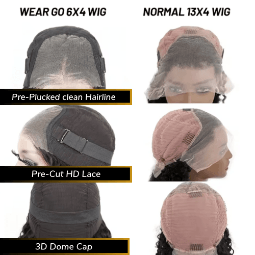 Shantel - Peruca Brasileira Humana Deep Wave, pré-descolorida, 13x4, Lace, 6x4, HD, sem cola, Pre Plucked, Pronta para usar