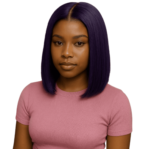 VIOLETA
Peruca curta Bob 180% cabelo humano Front Lace roxa escura