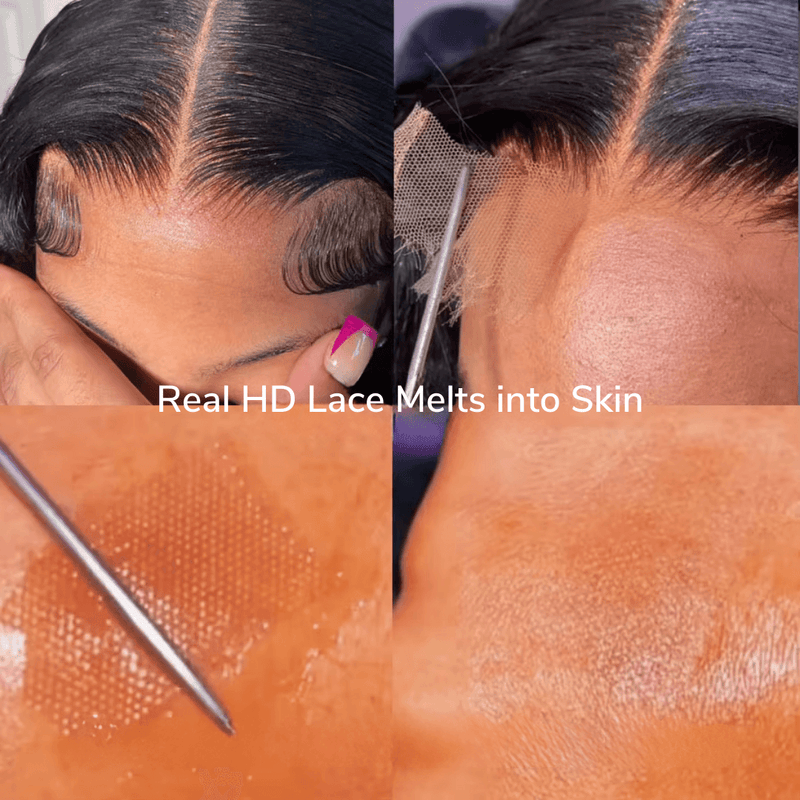 MELANI - Peruca com fechamento de HD Lace 5X5, 34 polegadas, mechas onduladas, loiro mel, 250% Cabelo Humano SEM COLA, Pronta para usar