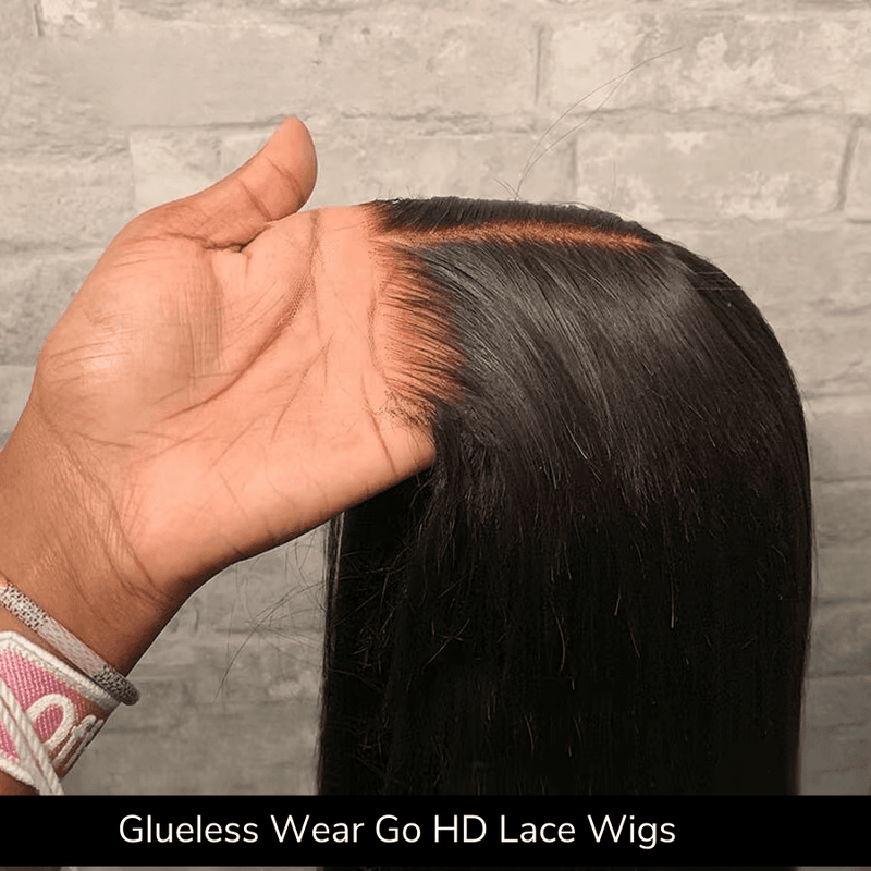 AMBER - Peruca preta sem cola 5x5 HD Lace Closure Perucas de cabelo humano Pre Plucked, lisas e prontas para usar
