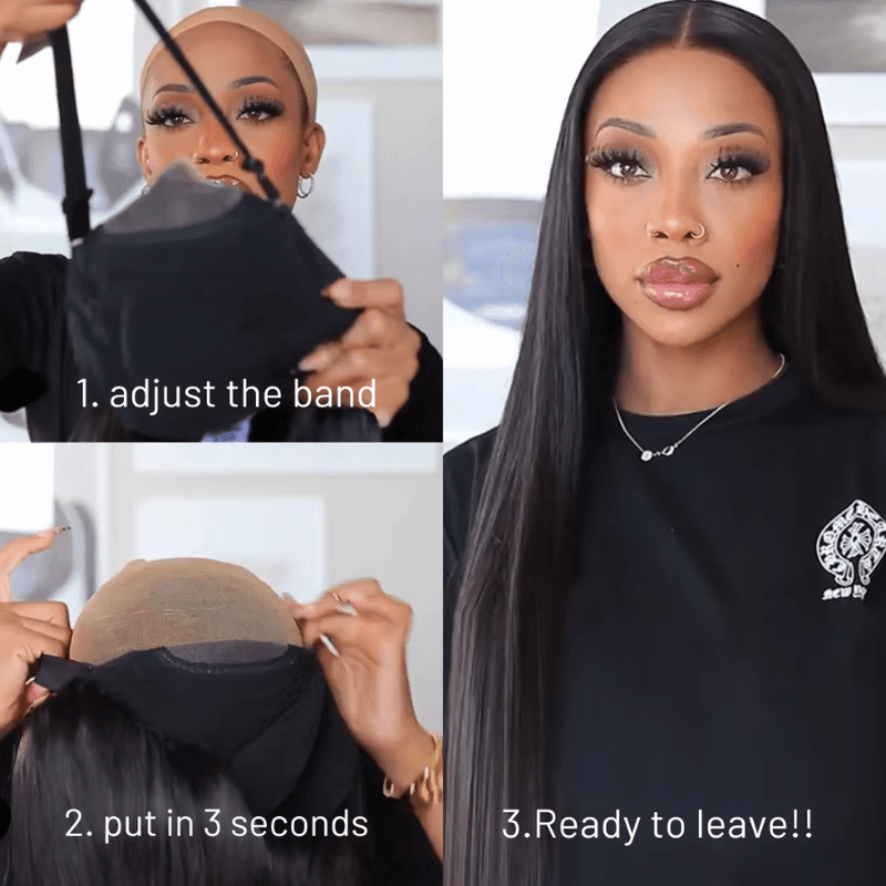 AMBER - Peruca preta sem cola 5x5 HD Lace Closure Perucas de cabelo humano Pre Plucked, lisas e prontas para usar