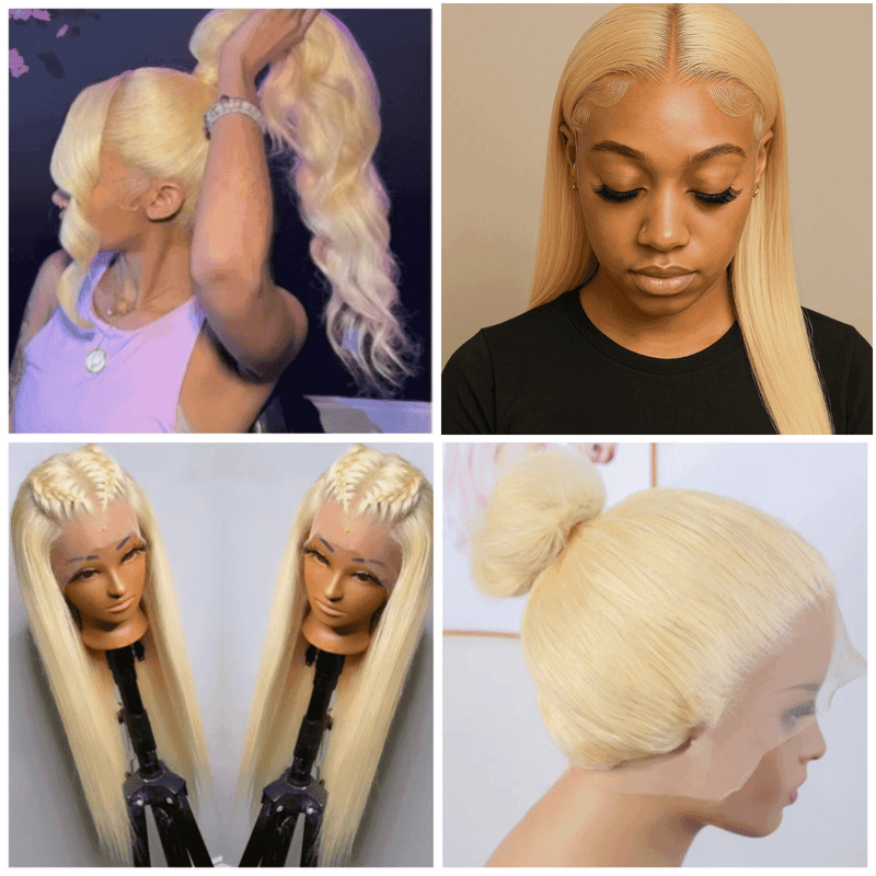 BARBIE - 613 Loira HD Lace Frontal Completa Liso, Perucas de Cabelo Humano Pré-Selecionadas Repartição Profunda Cabelo Brasileiro