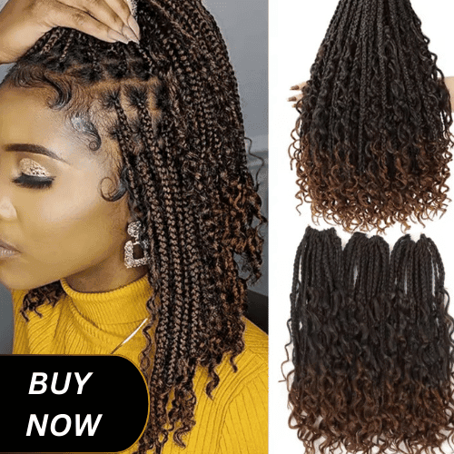 Crochet Goddess Box Braids com pontas cacheadas Bob Bohemian, 1B 30 Cabelo sintético azul ombré
