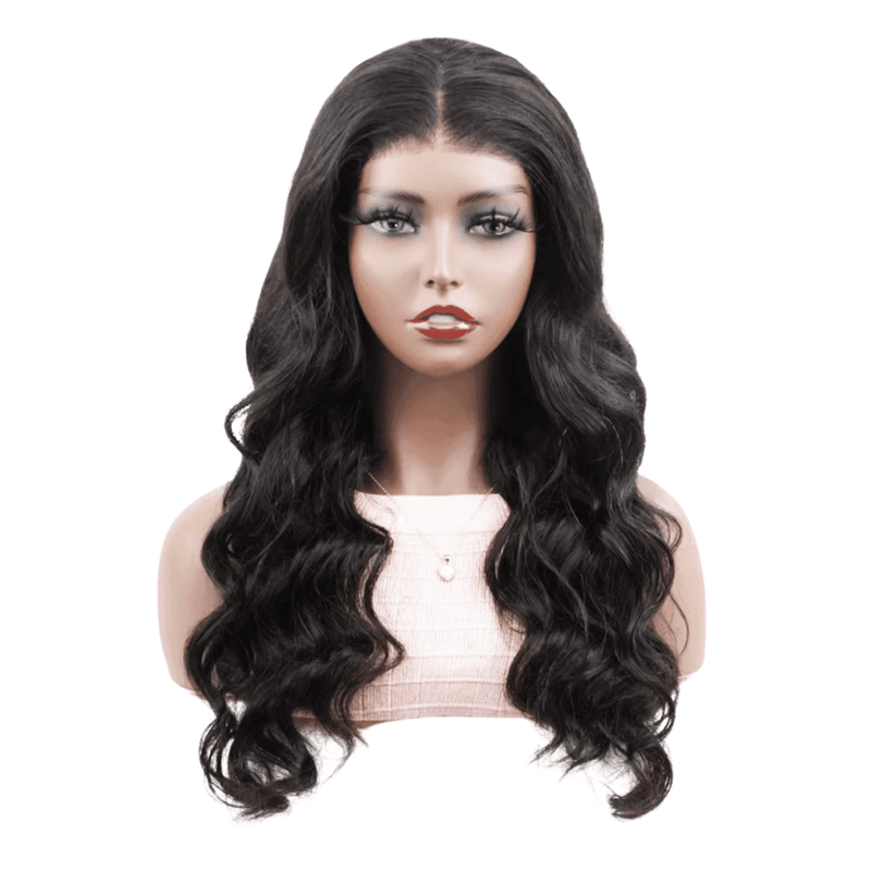 ZOË - Use e vá peruca frontal de renda com ondas corporais pré-descoloridas, nós 6x9 M, peruca de renda sem cola, cabelo humano pré-cortado e pré-arrancado