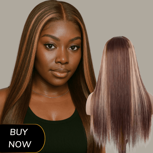 TANIA - Peruca de Cabelo Humano Brasileiro sem cola, com mechas lisas, 6x4 HD,  Pre plucked
