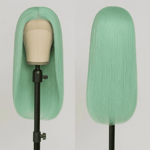 Cabelo rosa em camadas, corte de cabelo reto, peruca de Lace frontal, fibra sintética térmica