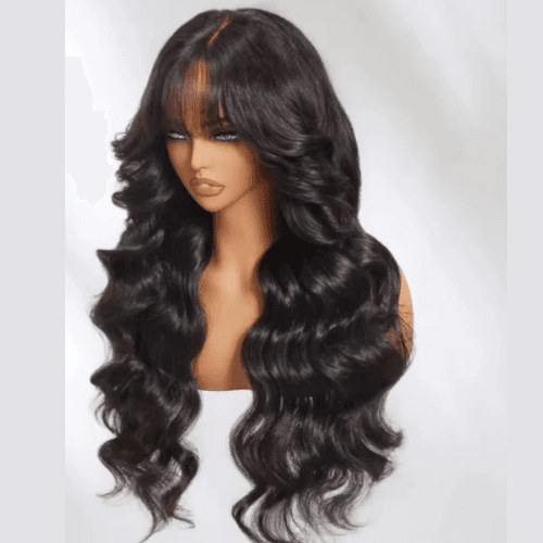 NAMIKO - Peruca de Cabelo Humano pré-cortada, pré-descolorida, 7x5, com ondas soltas e franja, sem cola, Pre Plucked, com Lace frontal
