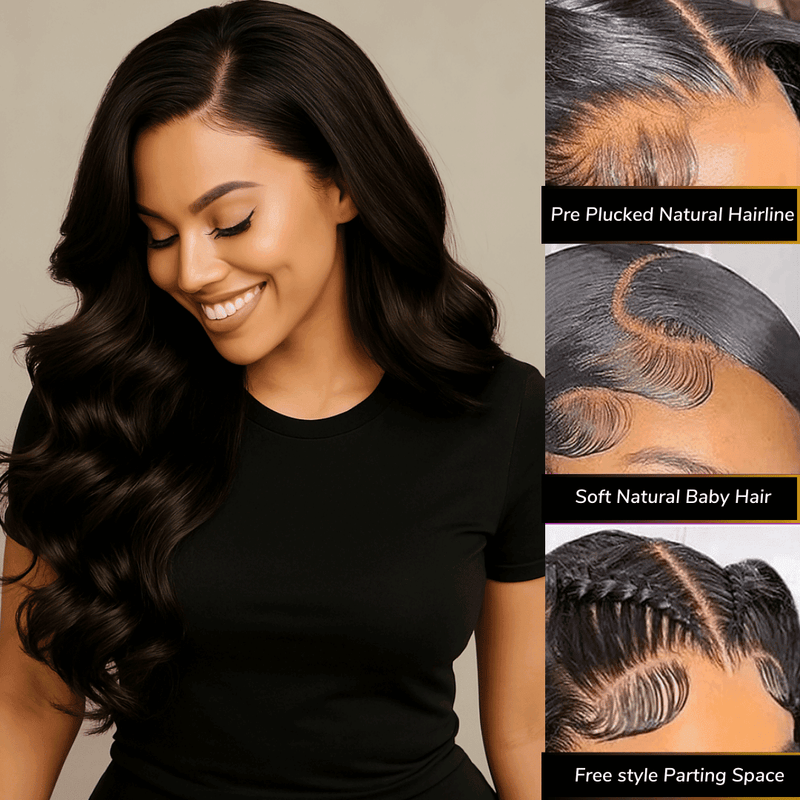 TAYLOR - Peruca Body Wave, 250% de densidade, 13x4, cabelo humano, Lace Frontal, pré-depilada, pré-descolorida, pré-cortada, sem cola, para usar e usar