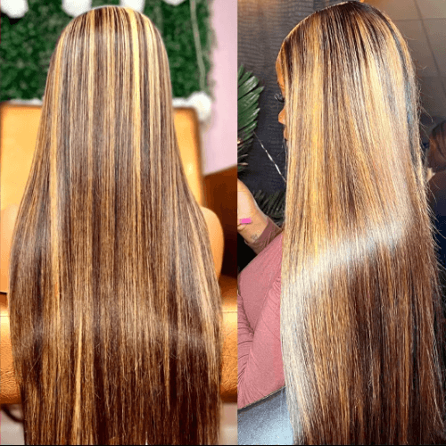 TANIA - Peruca de Cabelo Humano Brasileiro sem cola, com mechas lisas, 6x4 HD,  Pre plucked